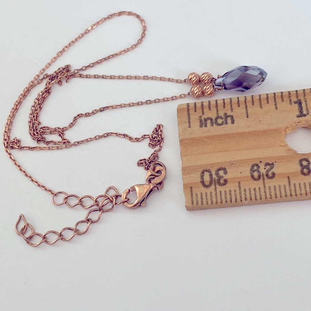 925 Silver necklace purple drop crystal glass bead - Picture 2 of 4